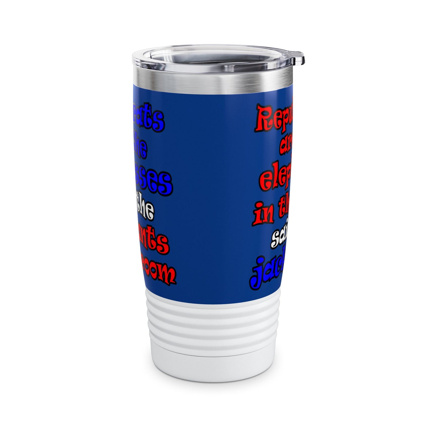 donkeys and elephants - Ringneck Tumbler, 20oz (dark blue)