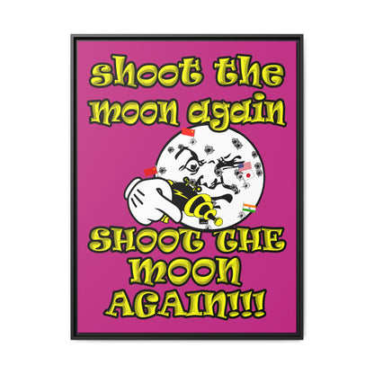 shoot the moon again - framed canvas art (pink)