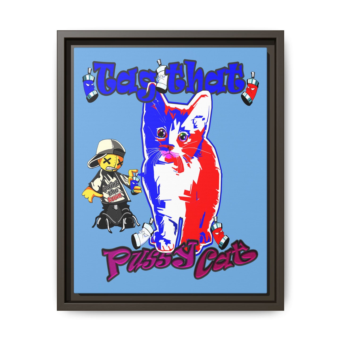 tag that - framed canvas art (light blue)