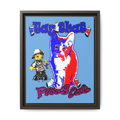 tag that - framed canvas art (light blue)