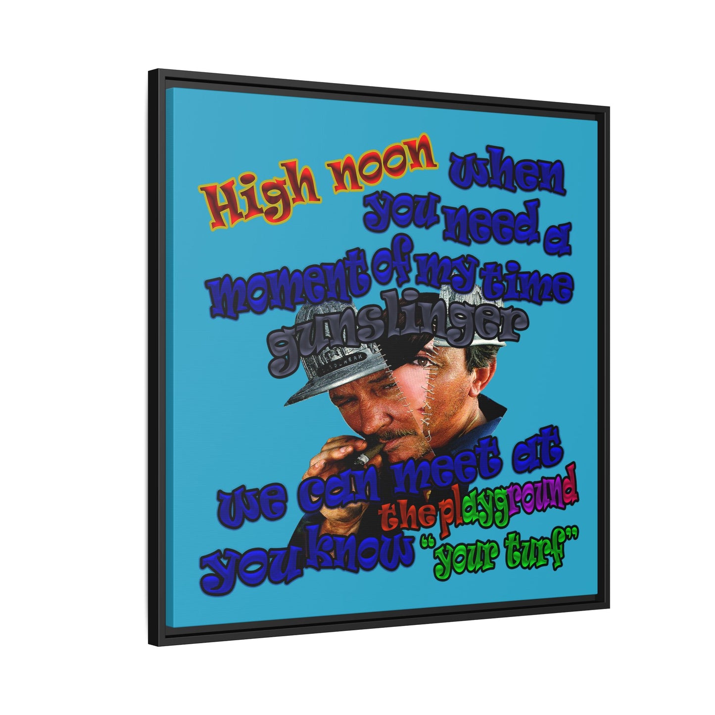 high noon - framed canvas art (turquoise)