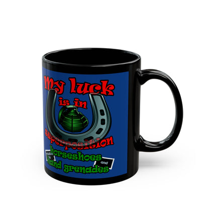 my luck - Black Mug (dark blue)
