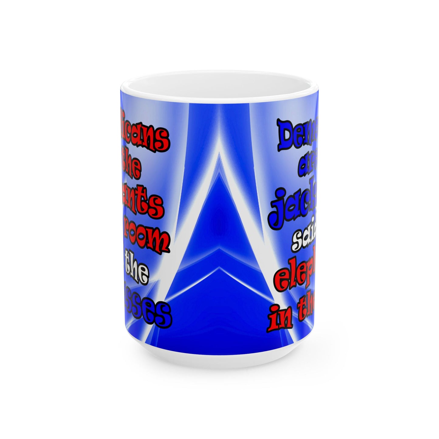 donkeys and elephants - White Mug (blue-white wave)