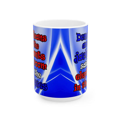 donkeys and elephants - White Mug (blue-white wave)