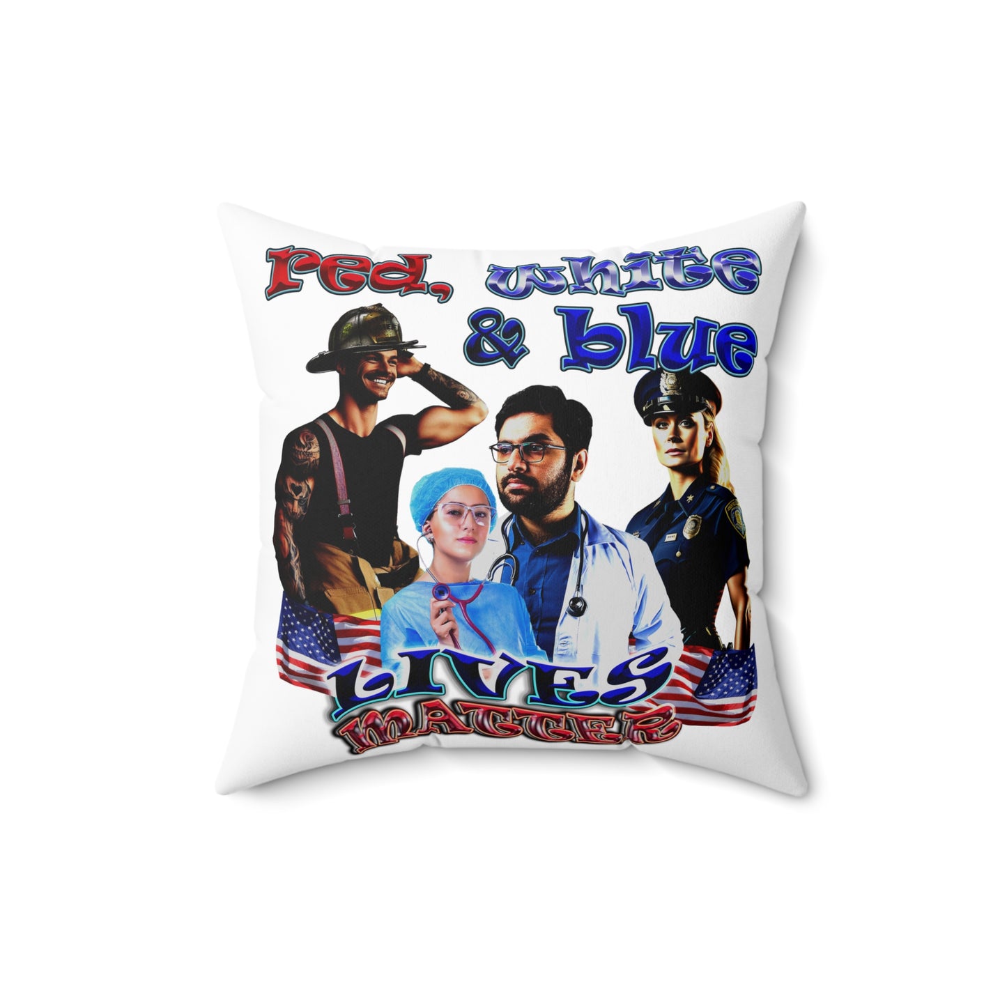 rw&b lives matter - Spun Polyester Square Pillow - (white)
