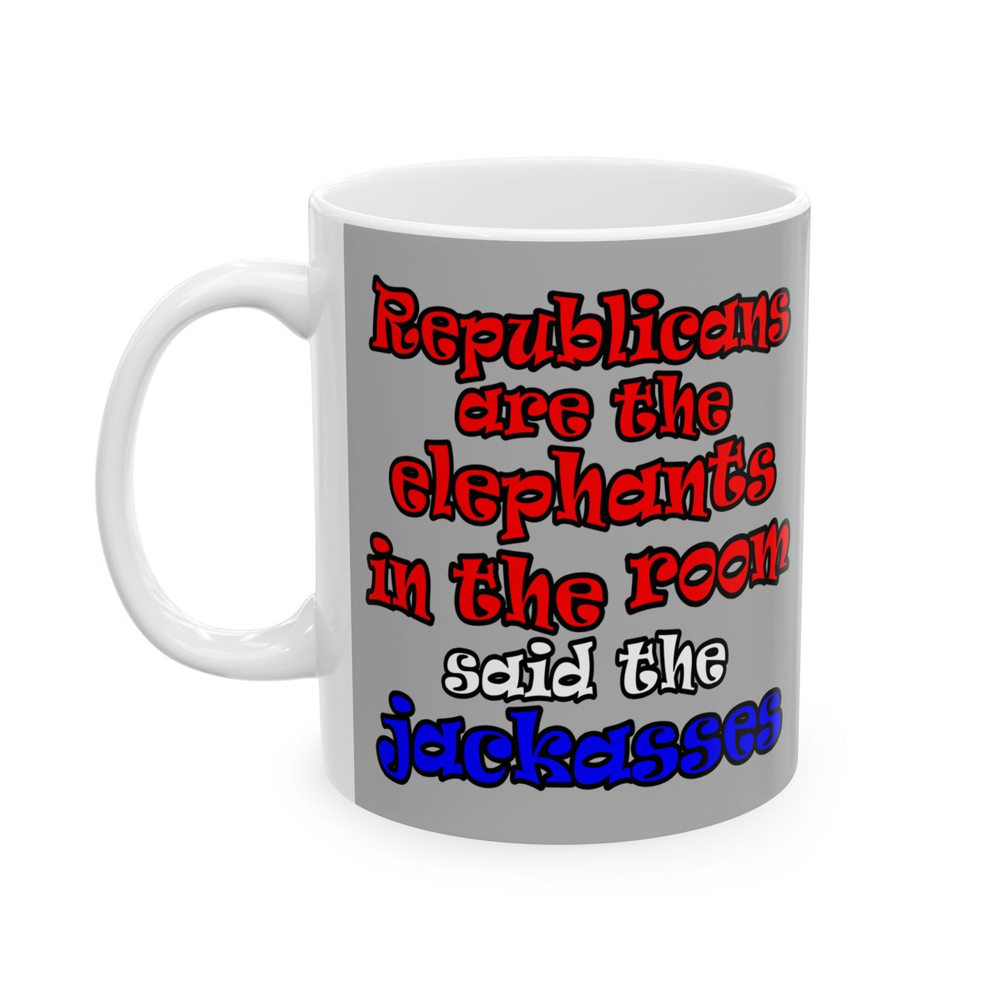 donkeys and elephants - White Mug (light grey)