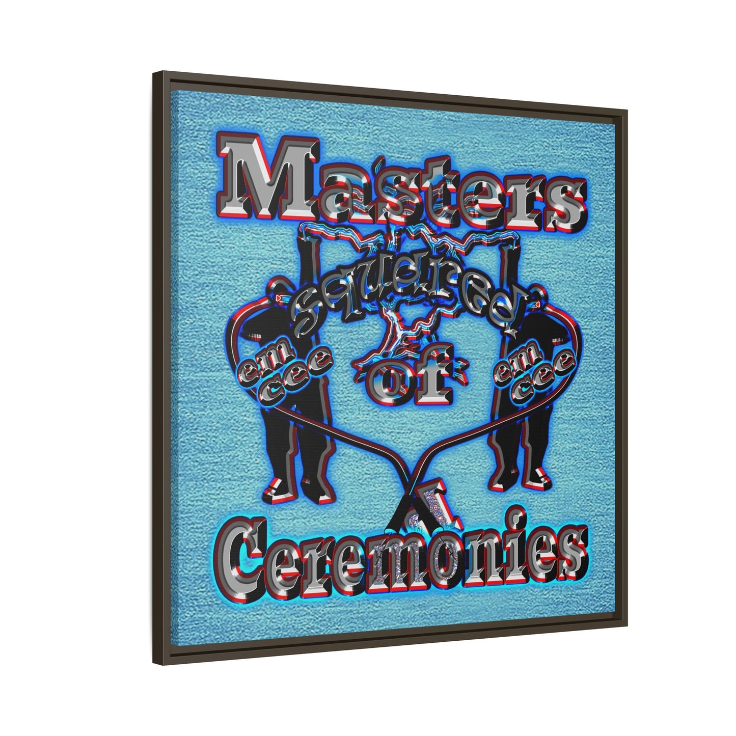 em cee squared - framed canvas art (faded blue)