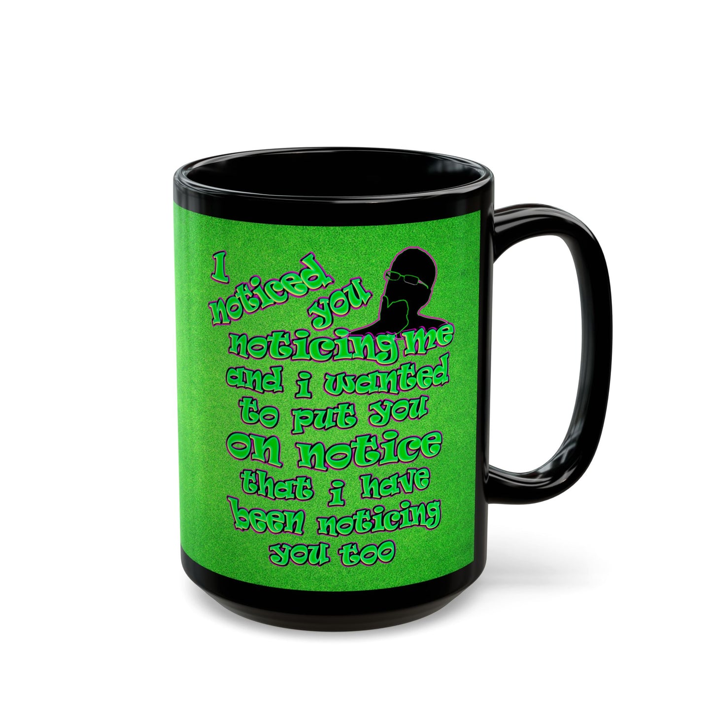 noticed you noticing - Black Mug (green turf)