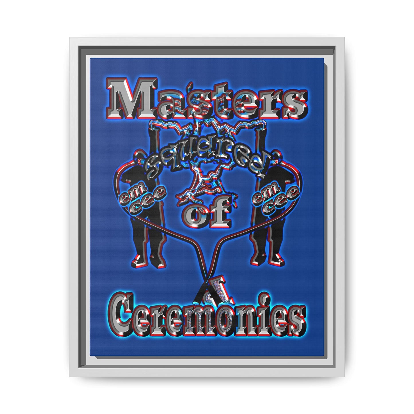 em cee squared - framed canvas art (dark blue)