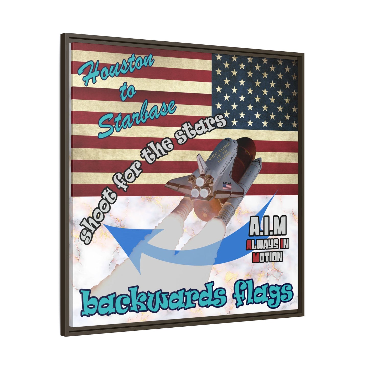 shoot for the stars - framed canvas art (white marble)
