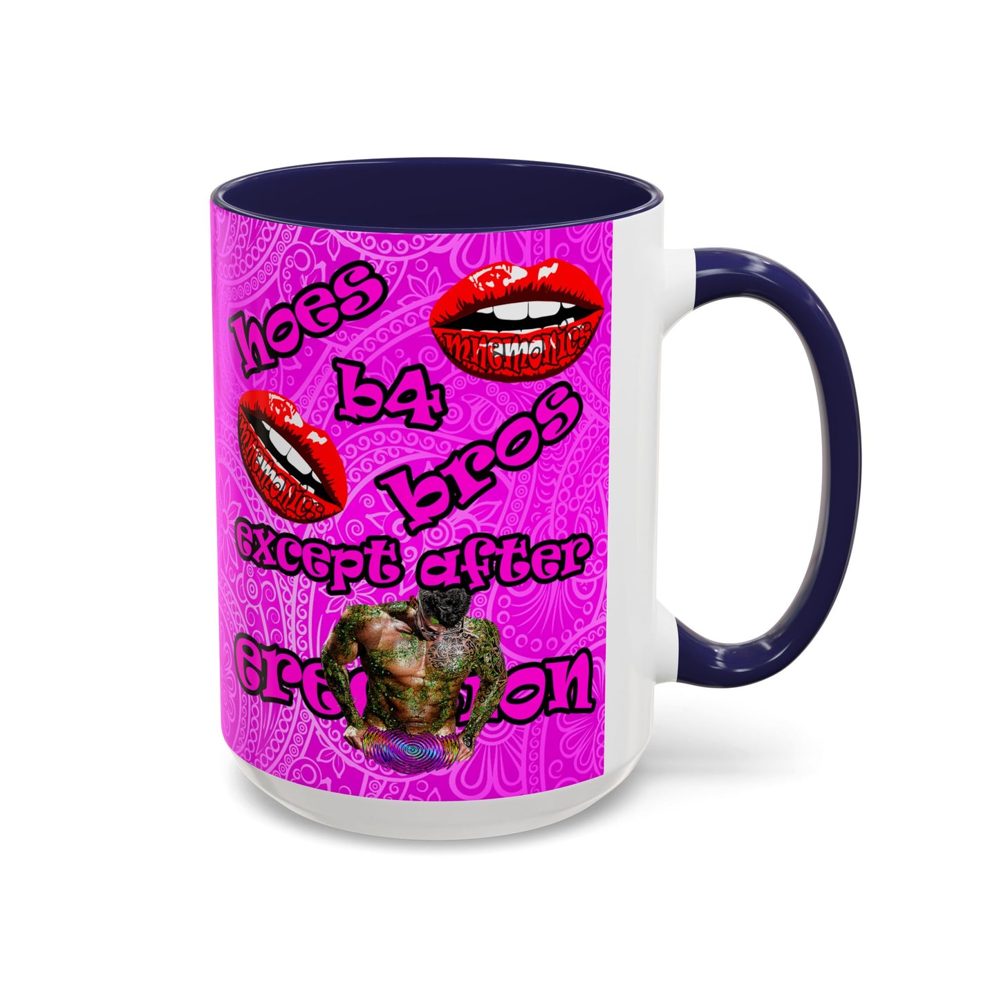 hoes b4 bros - Accent Mug (pink swirl)