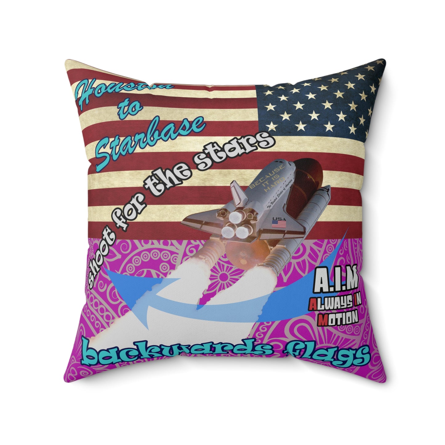 shoot for the stars - Spun Polyester Square Pillow - (pink swirl)
