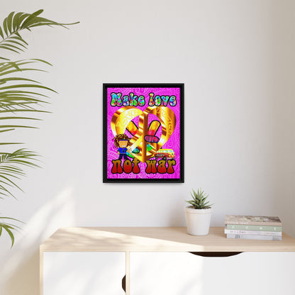 love peace - framed canvas art (pink swirl)