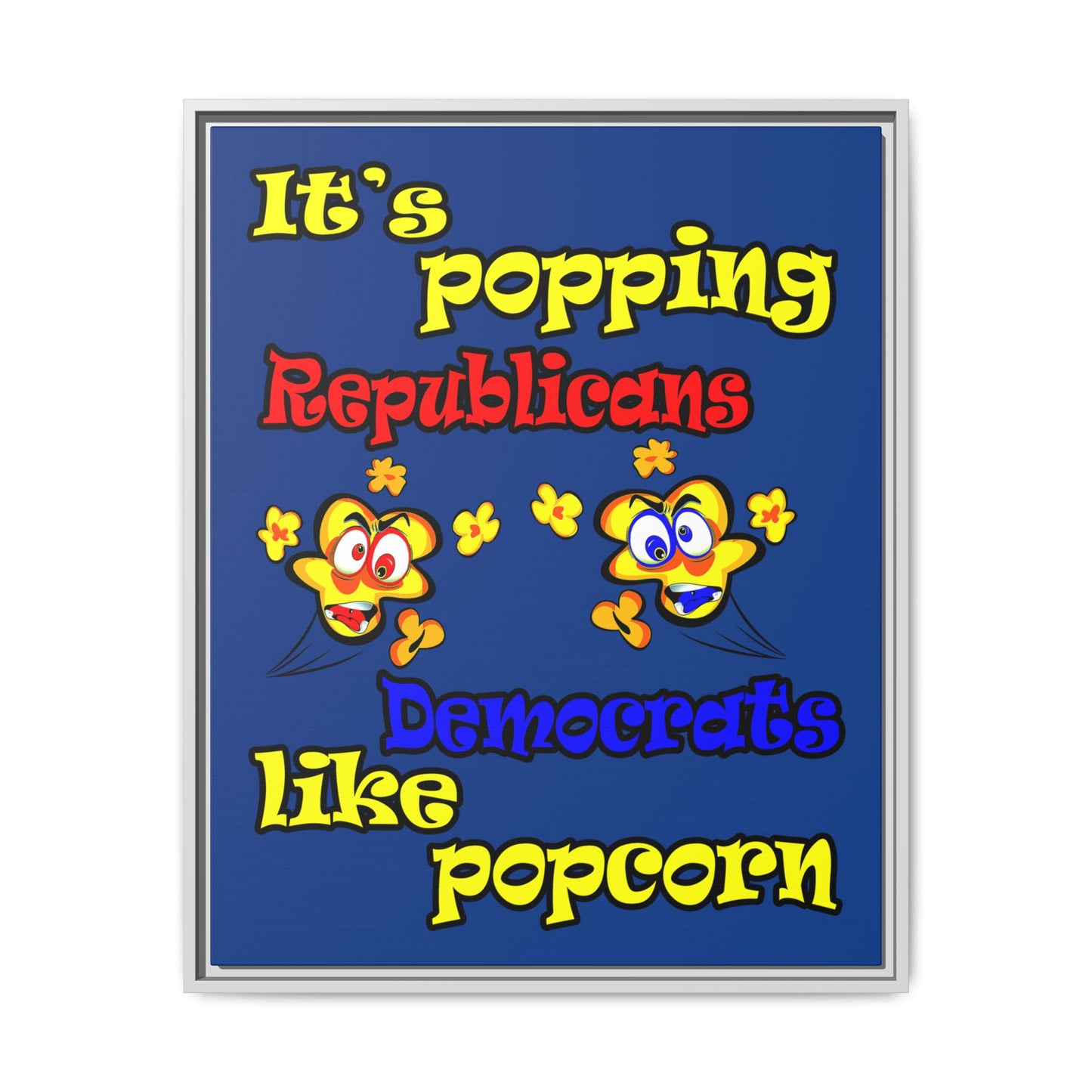popping like popcorn - framed canvas art (dark blue)