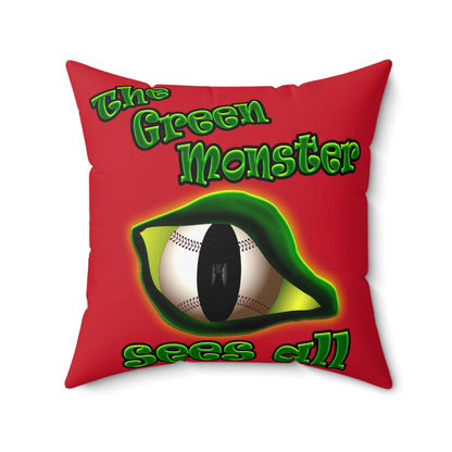 green monster - Spun Polyester Square Pillow - (dark red)