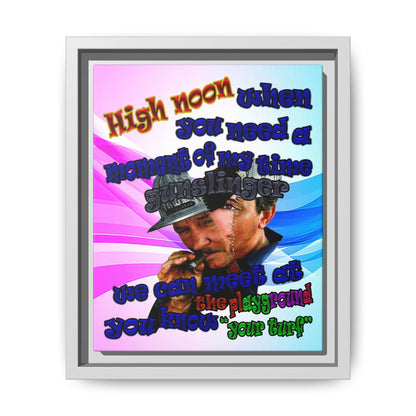 high noon - framed canvas art (light blue-pink wave)
