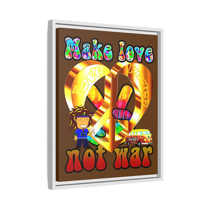 love peace - framed canvas art (brown)