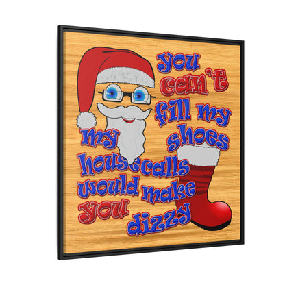 santa's shoes - framed canvas art (butterscotch wood finish)