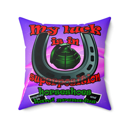 my luck - Faux Suede Square Pillow - (purple-pink wave)