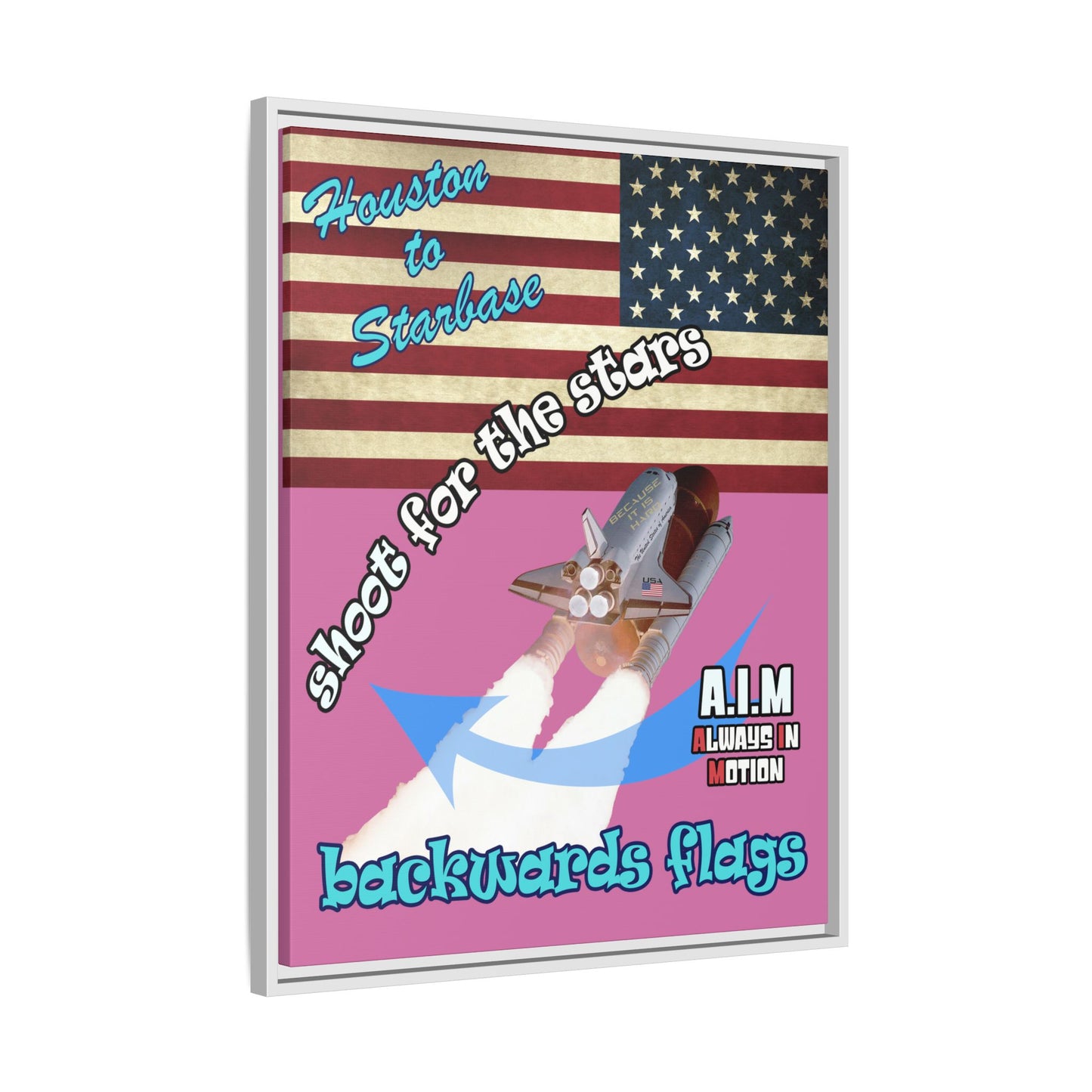 shoot for the stars - framed canvas art (light pink)