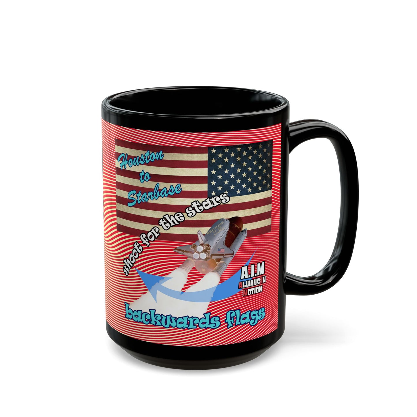 shoot for the stars - Black Mug (yellow-orange wave)