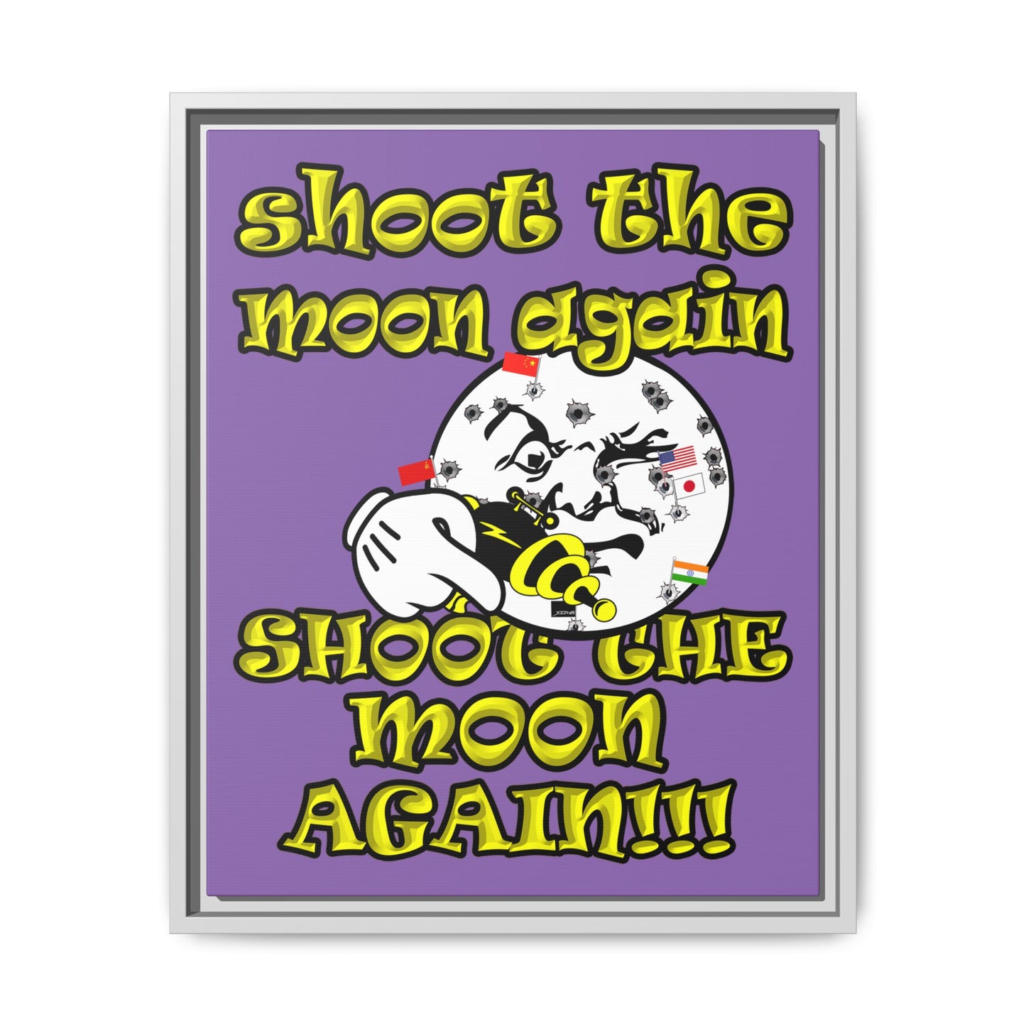 shoot the moon again - framed canvas art (light purple)