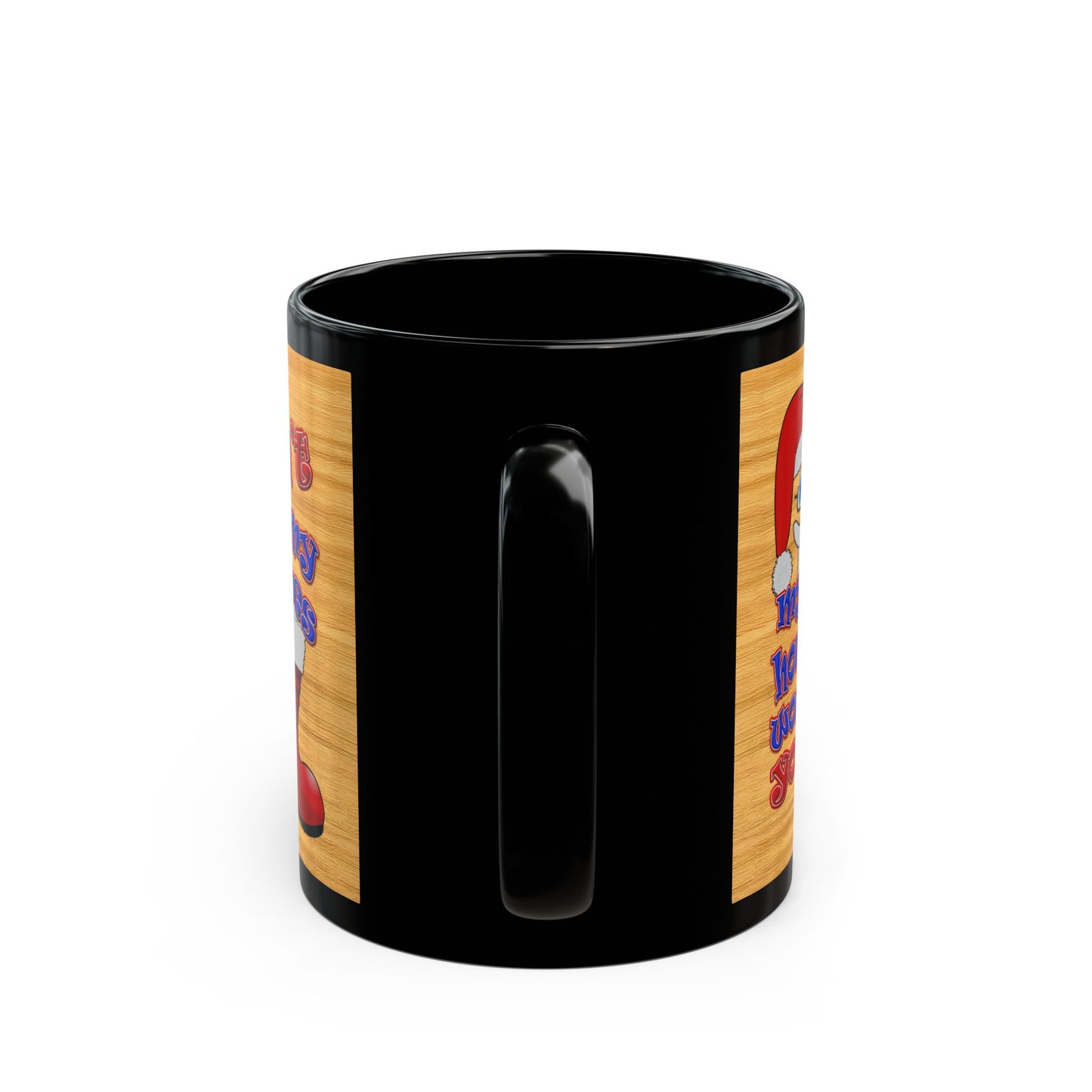 santa's shoes - Black Mug (butterscotch wood finish)