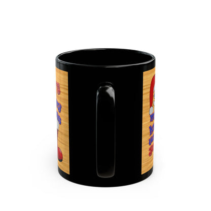 santa's shoes - Black Mug (butterscotch wood finish)