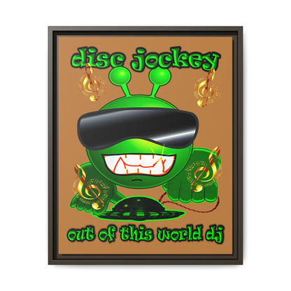 disc jockey - framed canvas art (light brown)