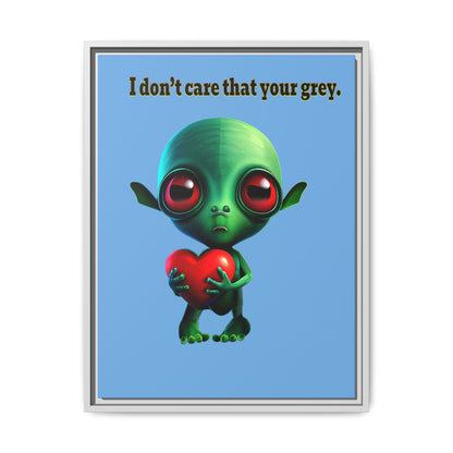 I don't care that your grey - framed canvas art (light blue)