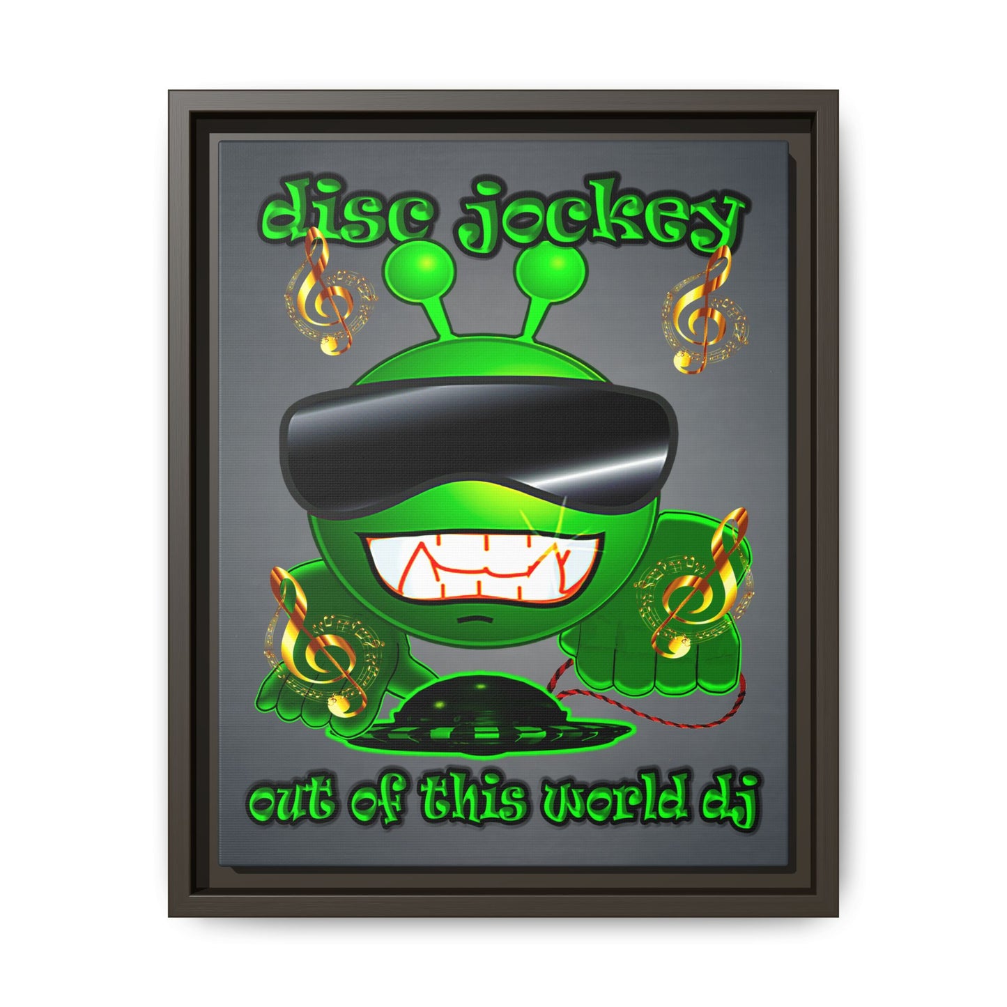 disc jockey - framed canvas art (grey-light grey)