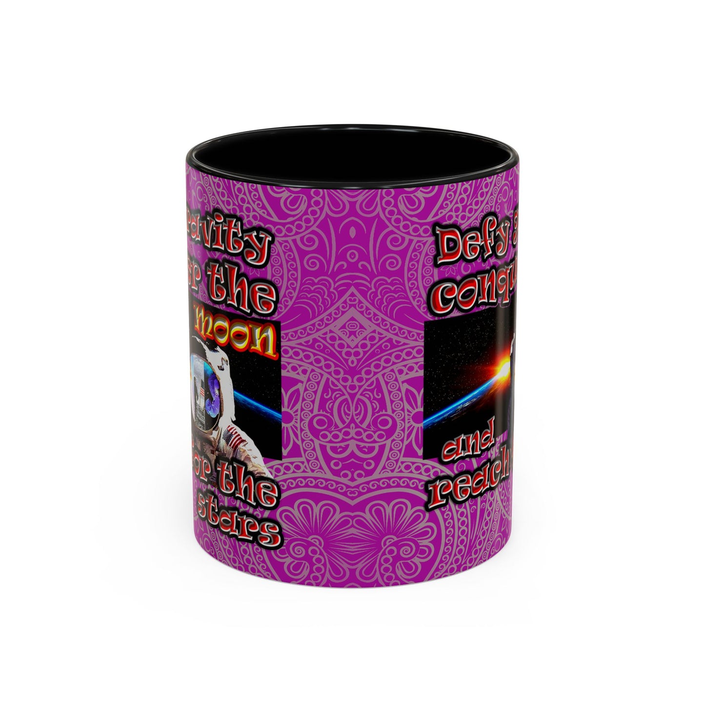 defy conquer reach - Accent Mug (pink swirl)