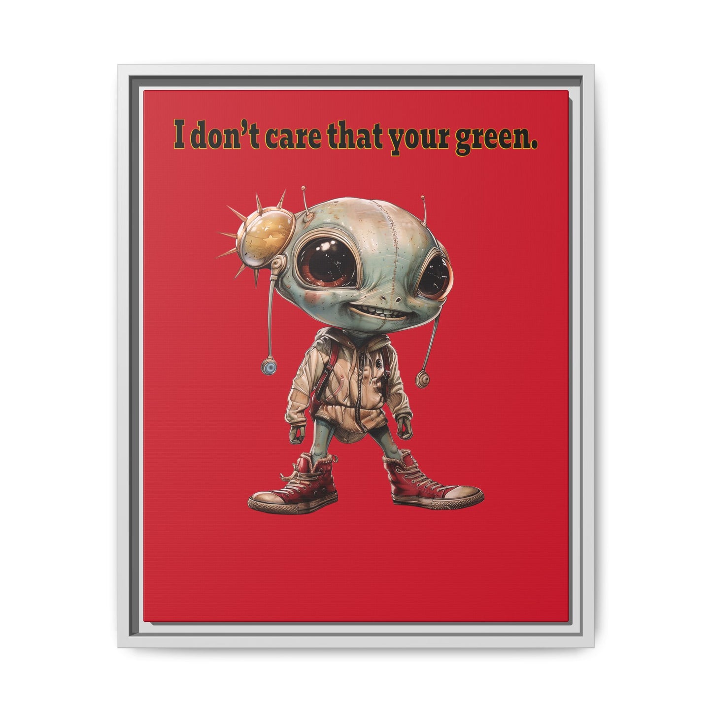 I don't care that your green - framed canvas art (dark red)