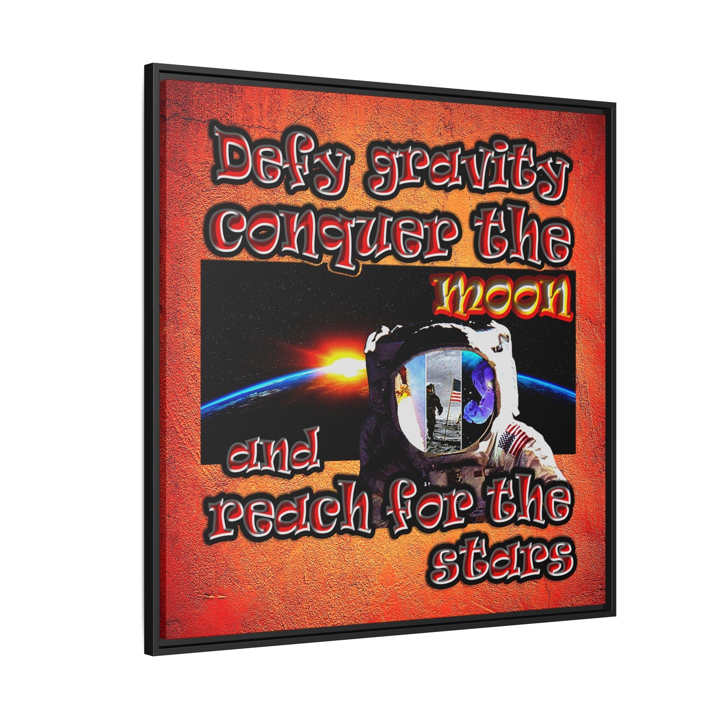 defy conquer reach - framed canvas art (burnt orange)