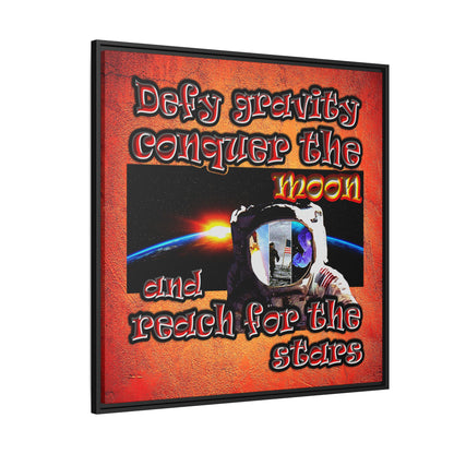 defy conquer reach - framed canvas art (burnt orange)