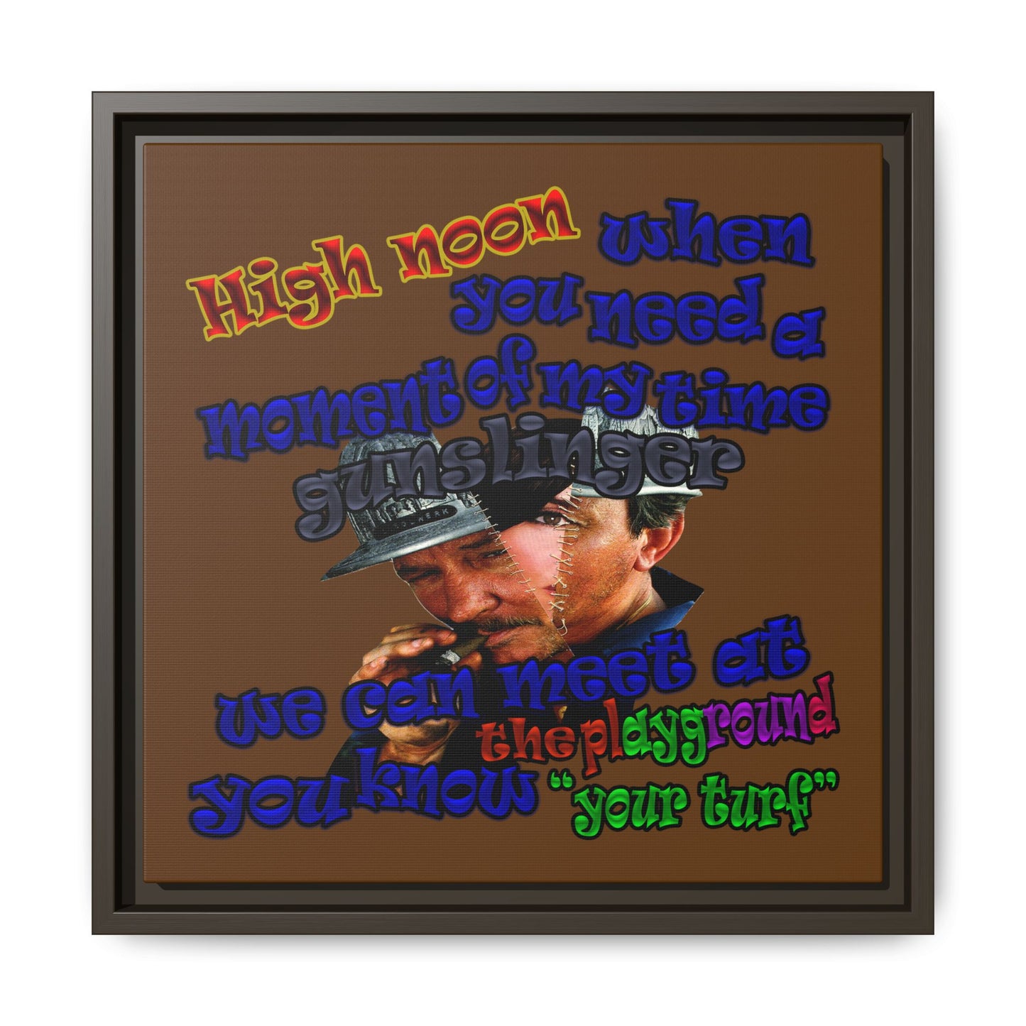 high noon - framed canvas art (brown)