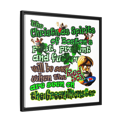 christmas spirits of boston - framed canvas art (white)