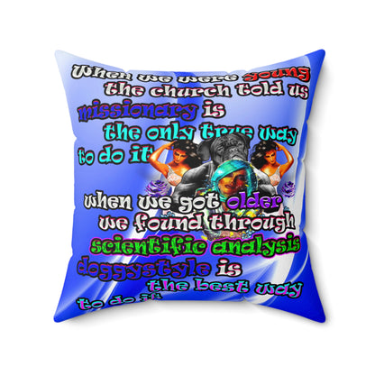 doggystyle - Spun Polyester Square Pillow - (blue-white wave)