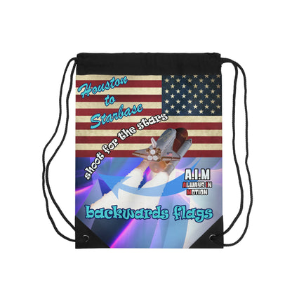 shoot for the stars - Drawstring Bag (grey-pink wave)