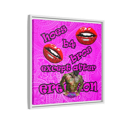 hoes b4 bros - framed canvas art (pink swirl)