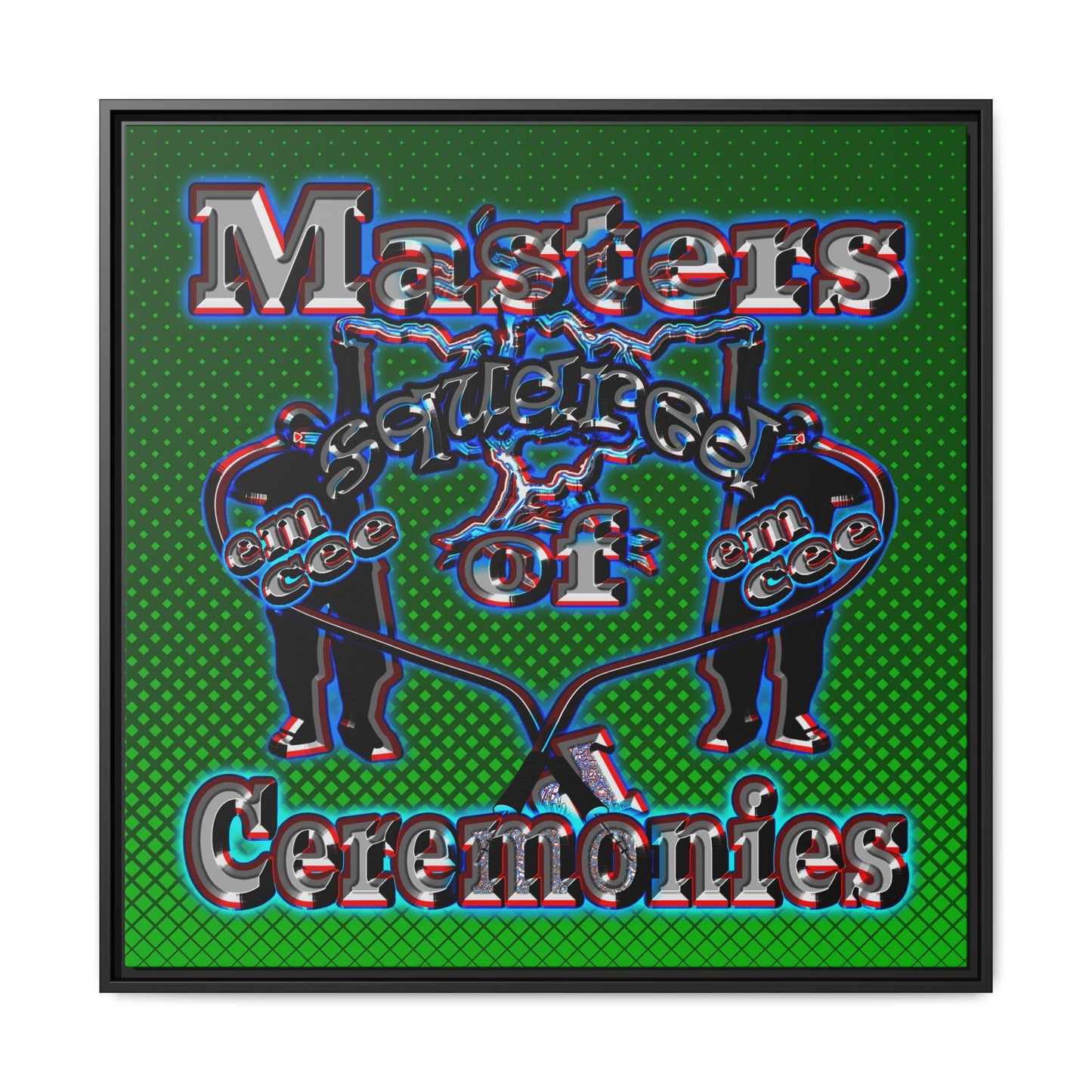 em cee squared - framed canvas art (logo green)