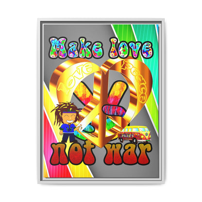 love peace - framed canvas art (rainbow split)