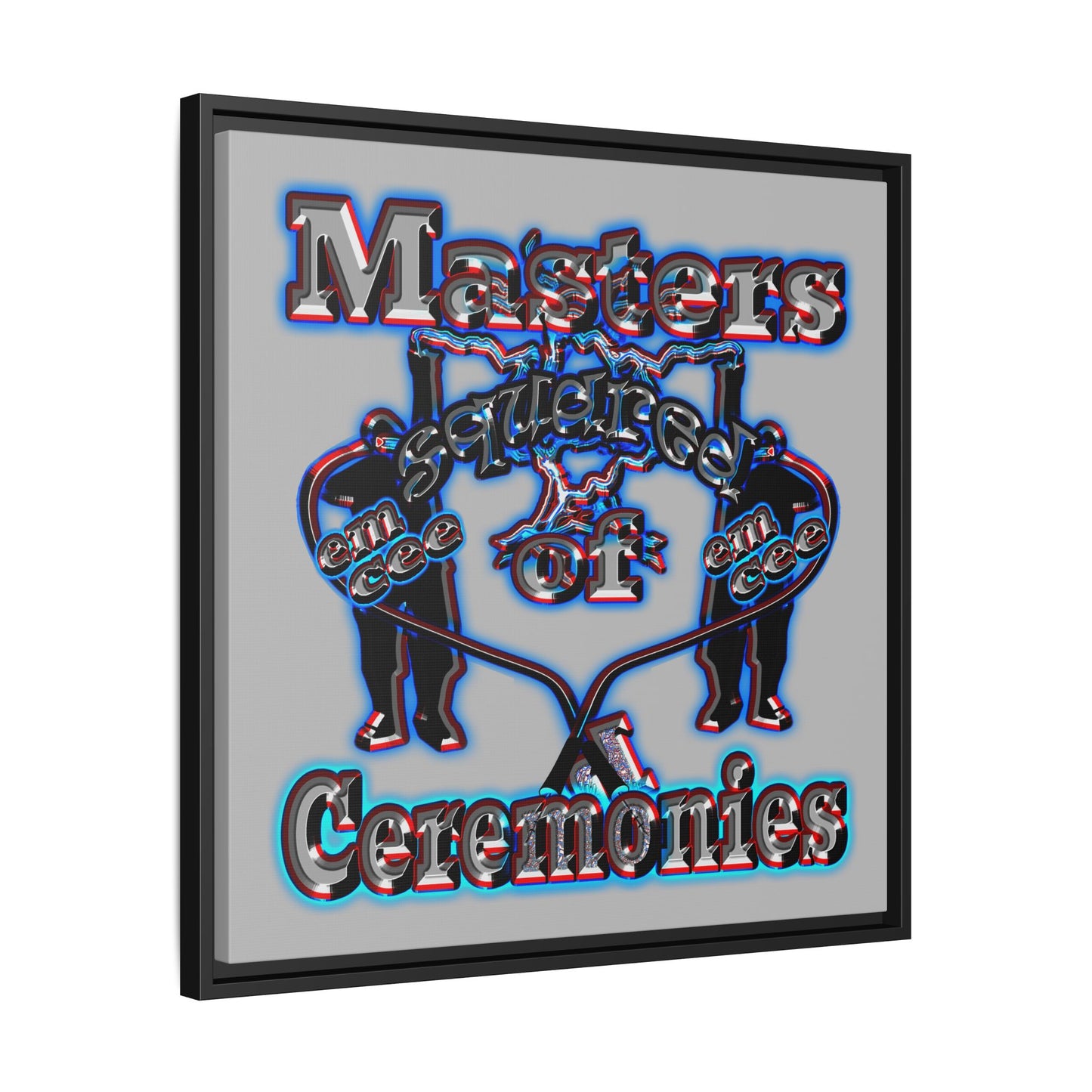 em cee squared - framed canvas art (light grey)