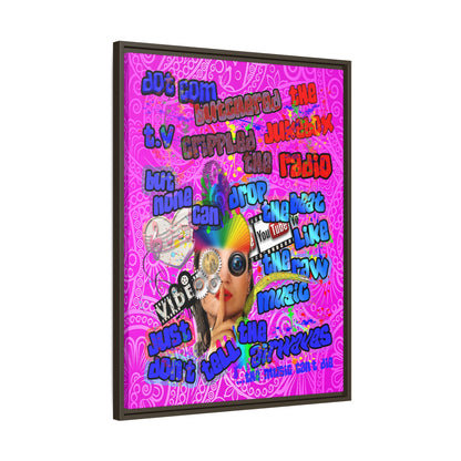 drop the beat - framed canvas art (pink swirl)