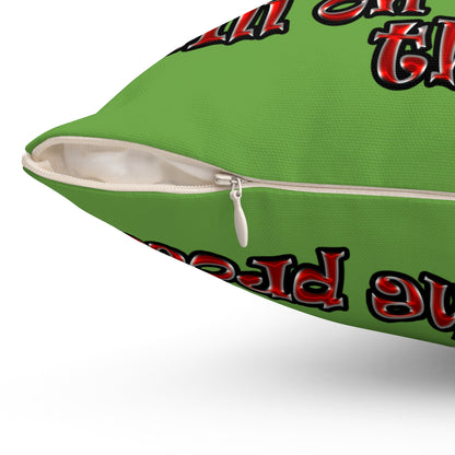 schrodinger's cat - Spun Polyester Square Pillow - (green)