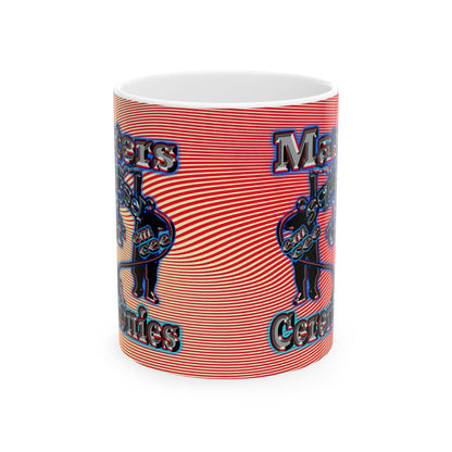 em cee squared - White Mug (yellow-orange wave)