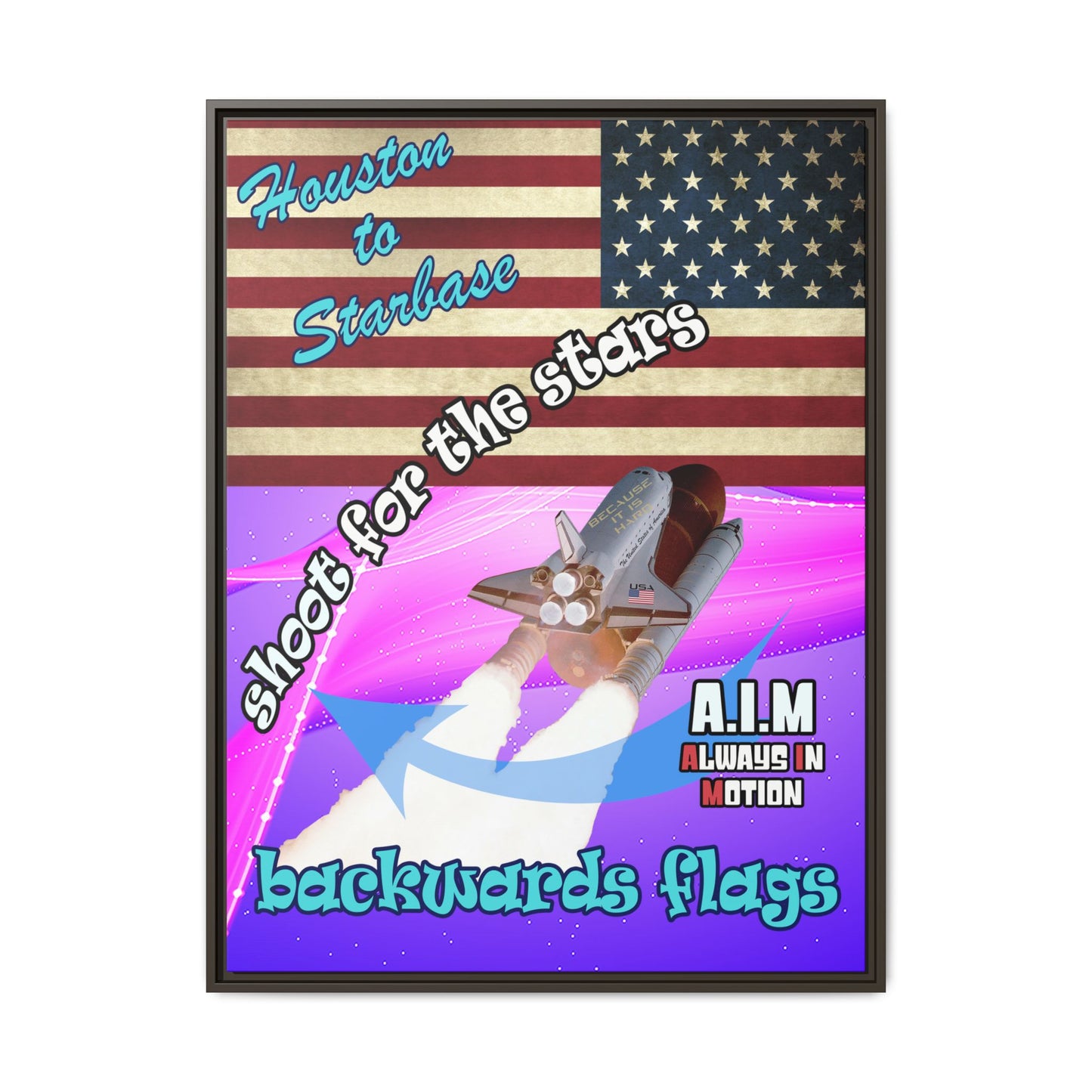 shoot for the stars - framed canvas art (purple-pink wave)
