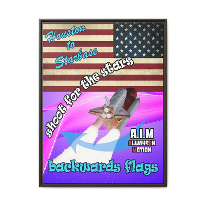 shoot for the stars - framed canvas art (purple-pink wave)