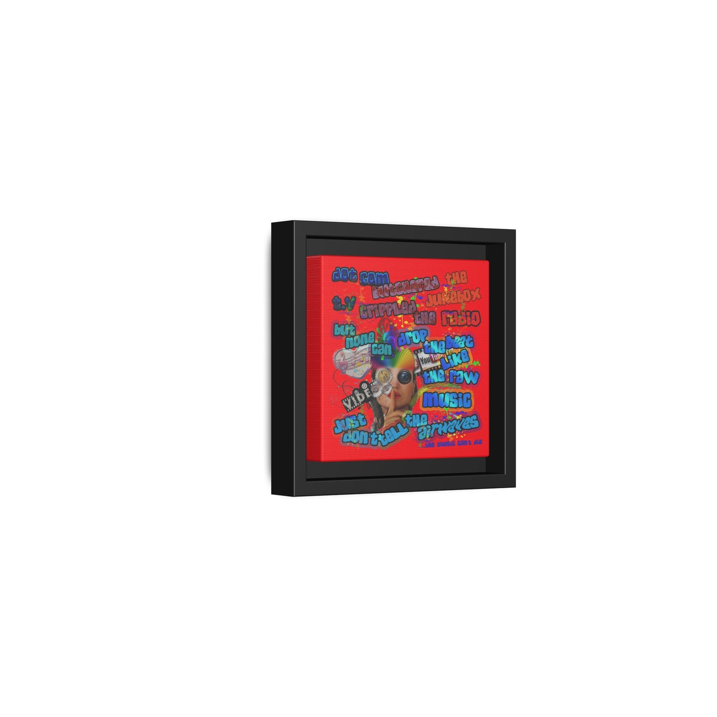 drop the beat - framed canvas art (red)