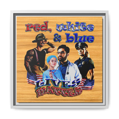 rw&b lives matter - framed canvas art (butterscotch wood finish)